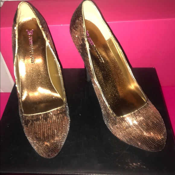 Shoedazzle bronze Sequinedstiletto heels NIB 9 - Picture 3 of 8